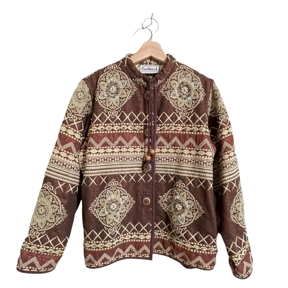 Vintage Flashback- Beaded Embroidered Southwester Metallic Jacket